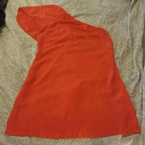 Orange one shoulder dress